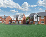 Exterior shot of three large homes at Castle Donnington