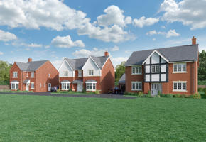 Exterior shot of three large homes at Castle Donnington