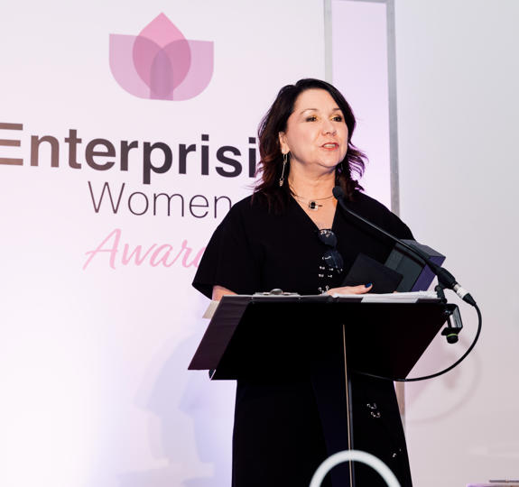 Lindsey speaking at the Enterprising Women Award event