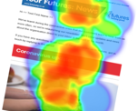 A screenshot of the Futures customer newsletter overlayed with a heatmap showing where customers had clicked.