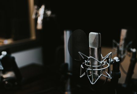 A microphone in a recording studio