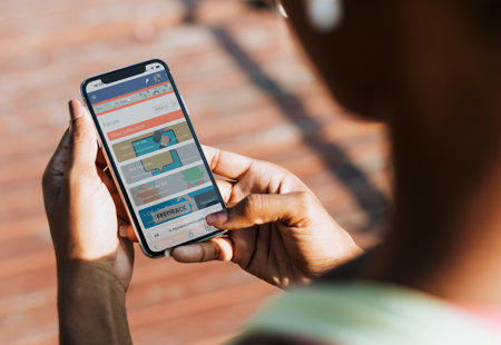 Photo of a person holding a mobile phone using My Voice
