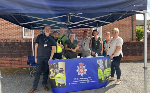 Colleagues at a community day of action at Outram Court, Ripley